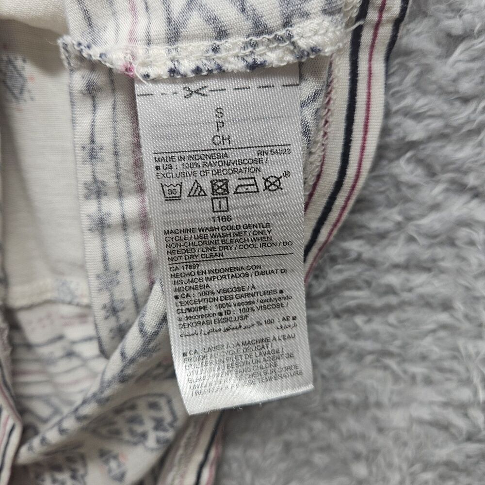 Old Navy Womens Ivory Boho Blouse Size Small Aztec Western Bohemian Casual - Picture 9 of 10